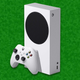 A way too cheap Xbox Series S appears in front of a green background.